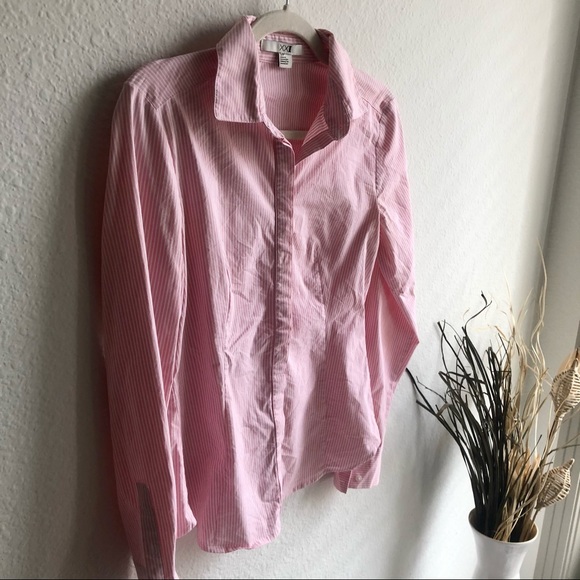 Pink and white button down shirt xxi small - Picture 5 of 9